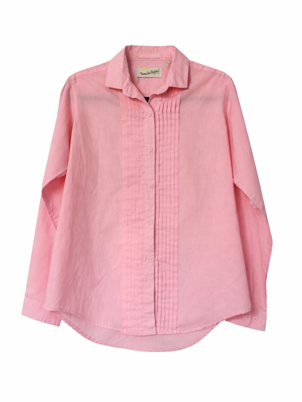 Diane Von Furstenberg VINTAGE 1980s Tuxedo-Style Pintuck Blouse Pink